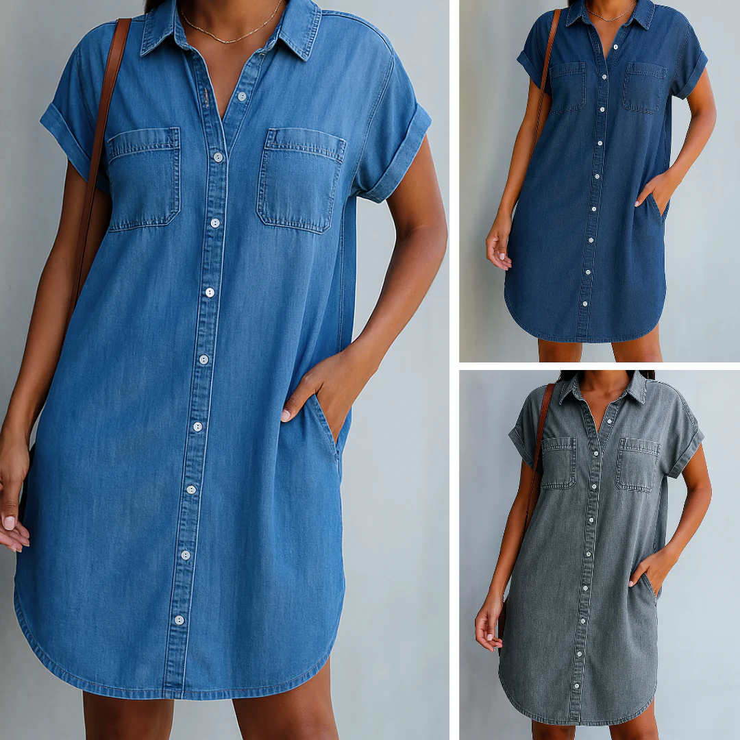 Aurora™ - Kjole med Denimknapper