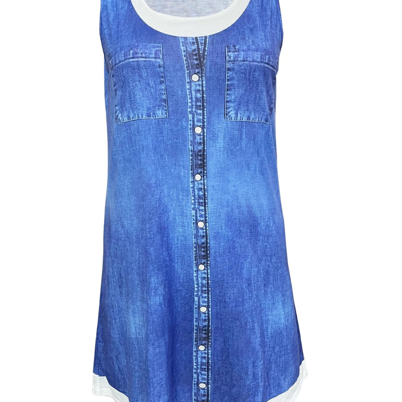 Violetta™ - Kjole med denimtrykk