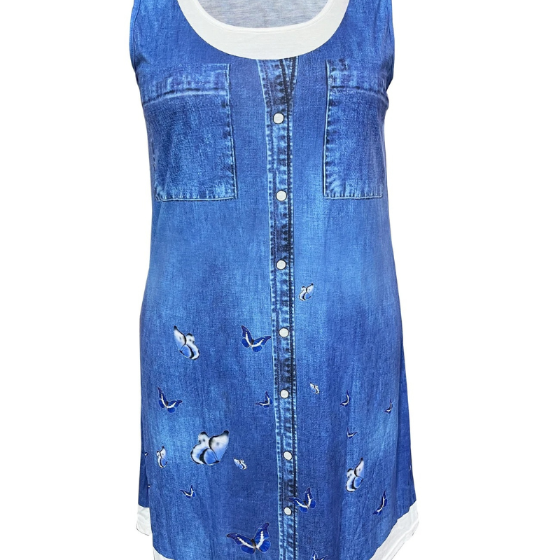 Violetta™ - Kjole med denimtrykk