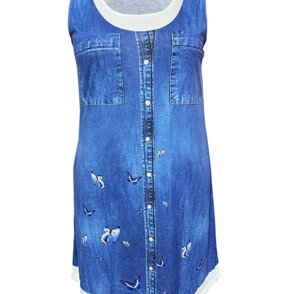 Violetta™ - Kjole med denimtrykk