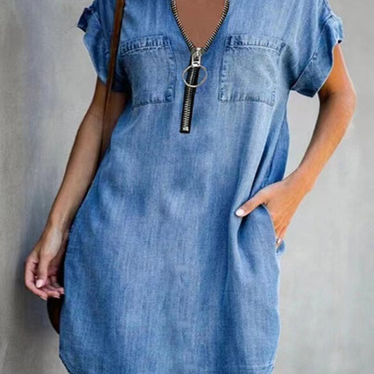 Felicia™ - Løs skjortekjole i denim
