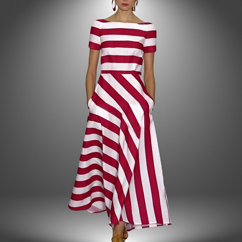 Hannah™ - Elegant Stripe Kjole