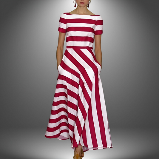 Hannah™ - Elegant Stripe Kjole