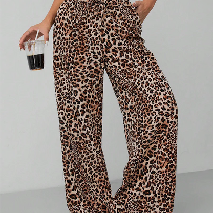 Hannah™ - Leopard brede bukser