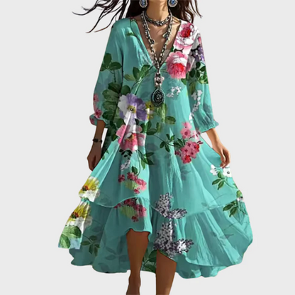 Júlia™ -Blomstret midikjole