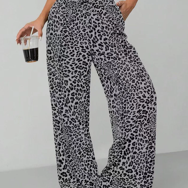 Hannah™ - Leopard brede bukser
