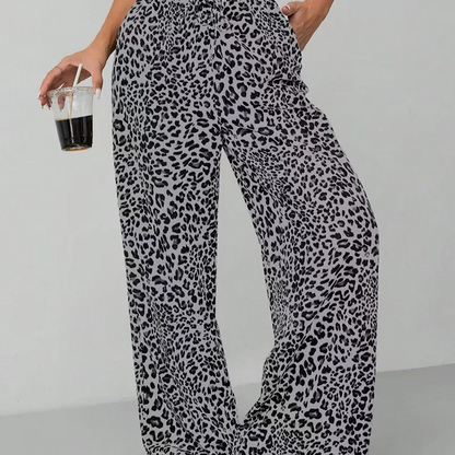 Hannah™ - Leopard brede bukser