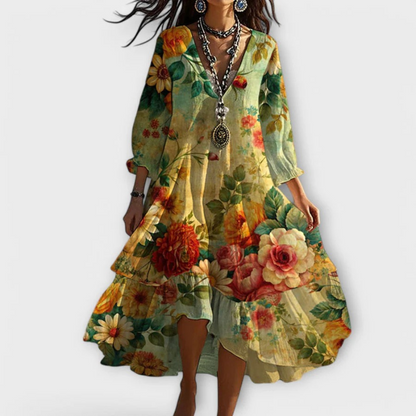 Júlia™ -Blomstret midikjole