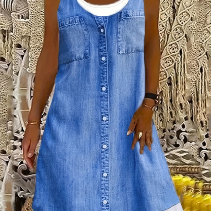 Violetta™ - Kjole med denimtrykk