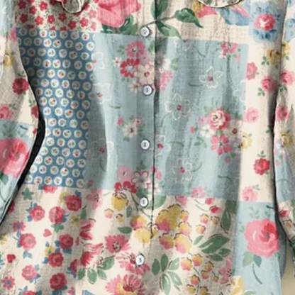 Wera™ - Blomstrete bohemskjorte med volanger