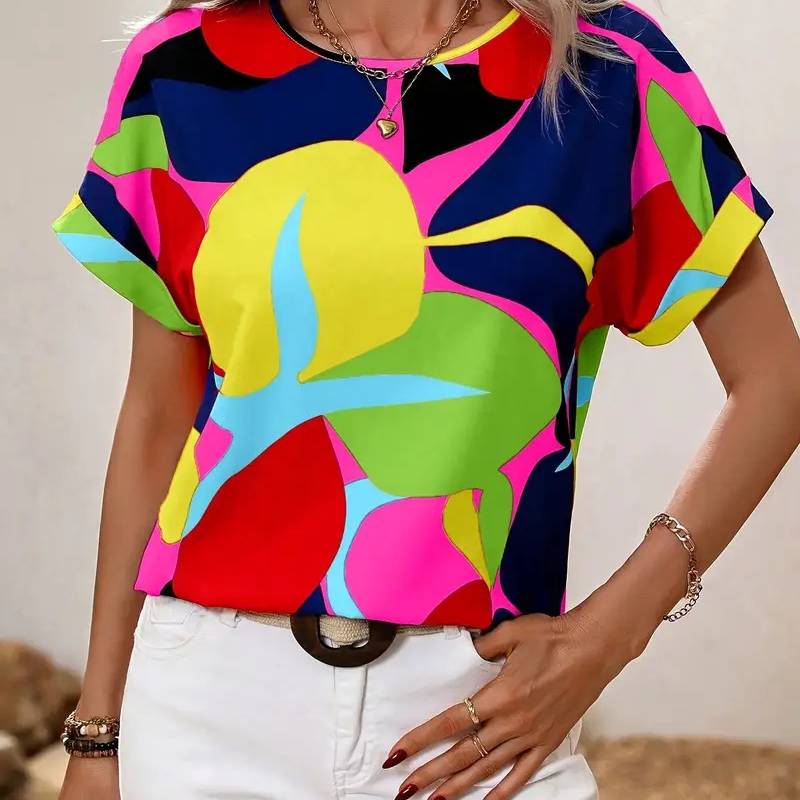 Cecilie™ - Topp med geometrisk trykk