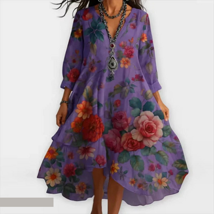 Júlia™ -Blomstret midikjole