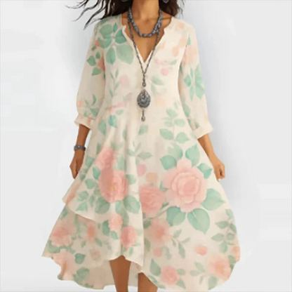 Júlia™ -Blomstret midikjole