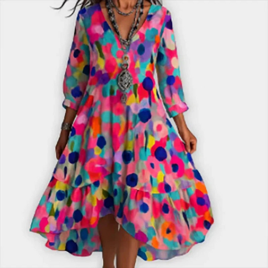 Júlia™ -Blomstret midikjole