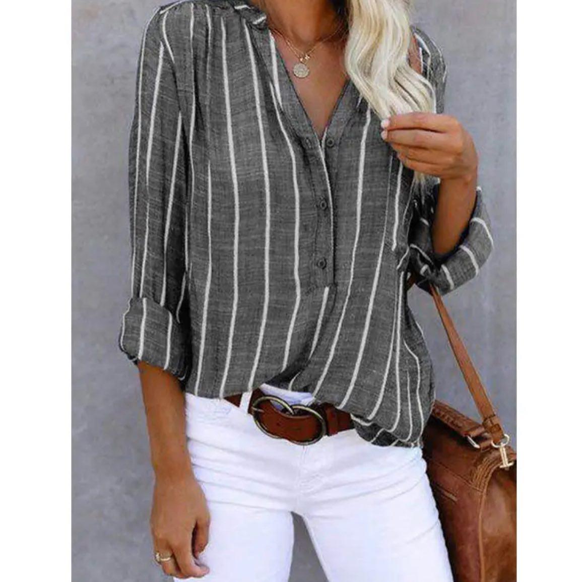 Anna™ - Stripete Uformell bluse