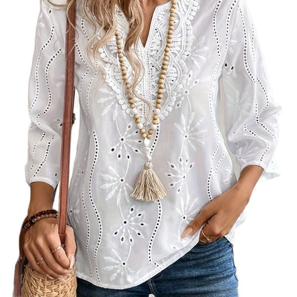 Carin™ - Brodert boho-topp
