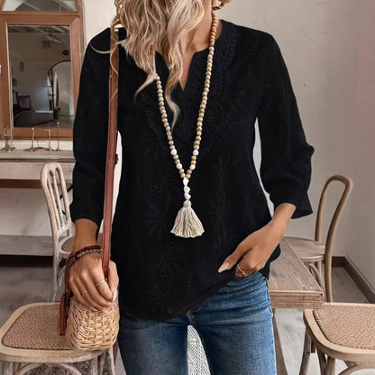 Carin™ - Brodert boho-topp