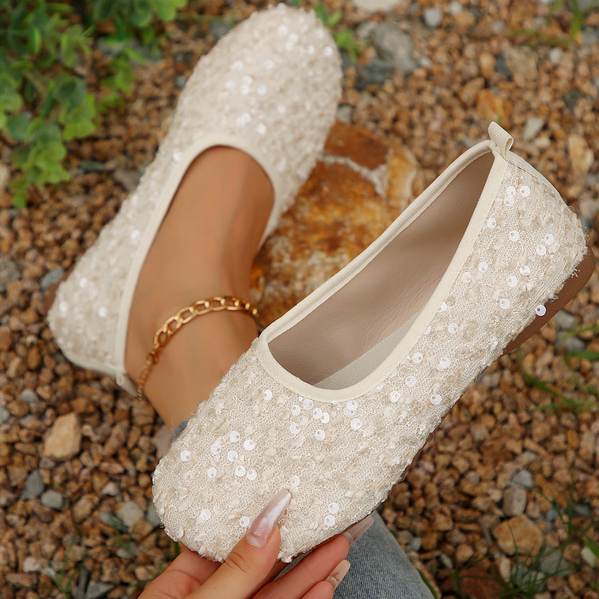 Lunaria™ – Glitrende ballerinasko med paljetter