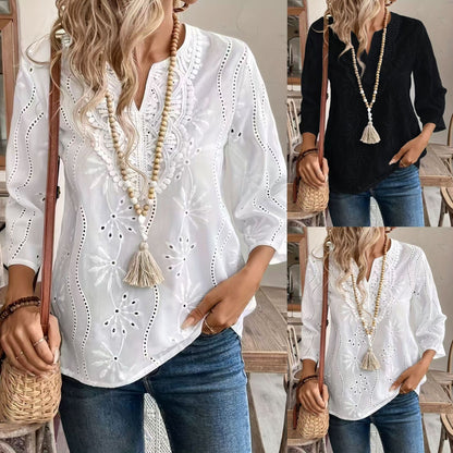 Carin™ - Brodert boho-topp