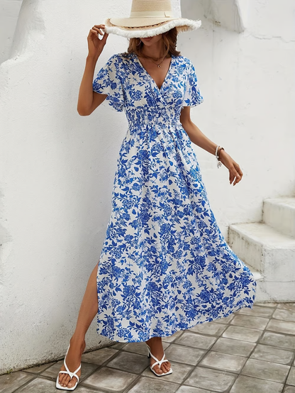 Naima™ – Blomstret maxi-kjole med V-ringning