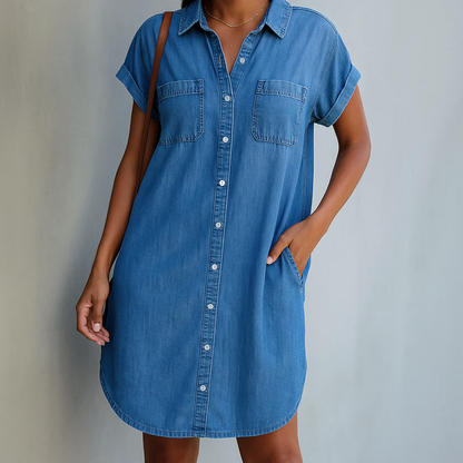 Aurora™ - Kjole med Denimknapper