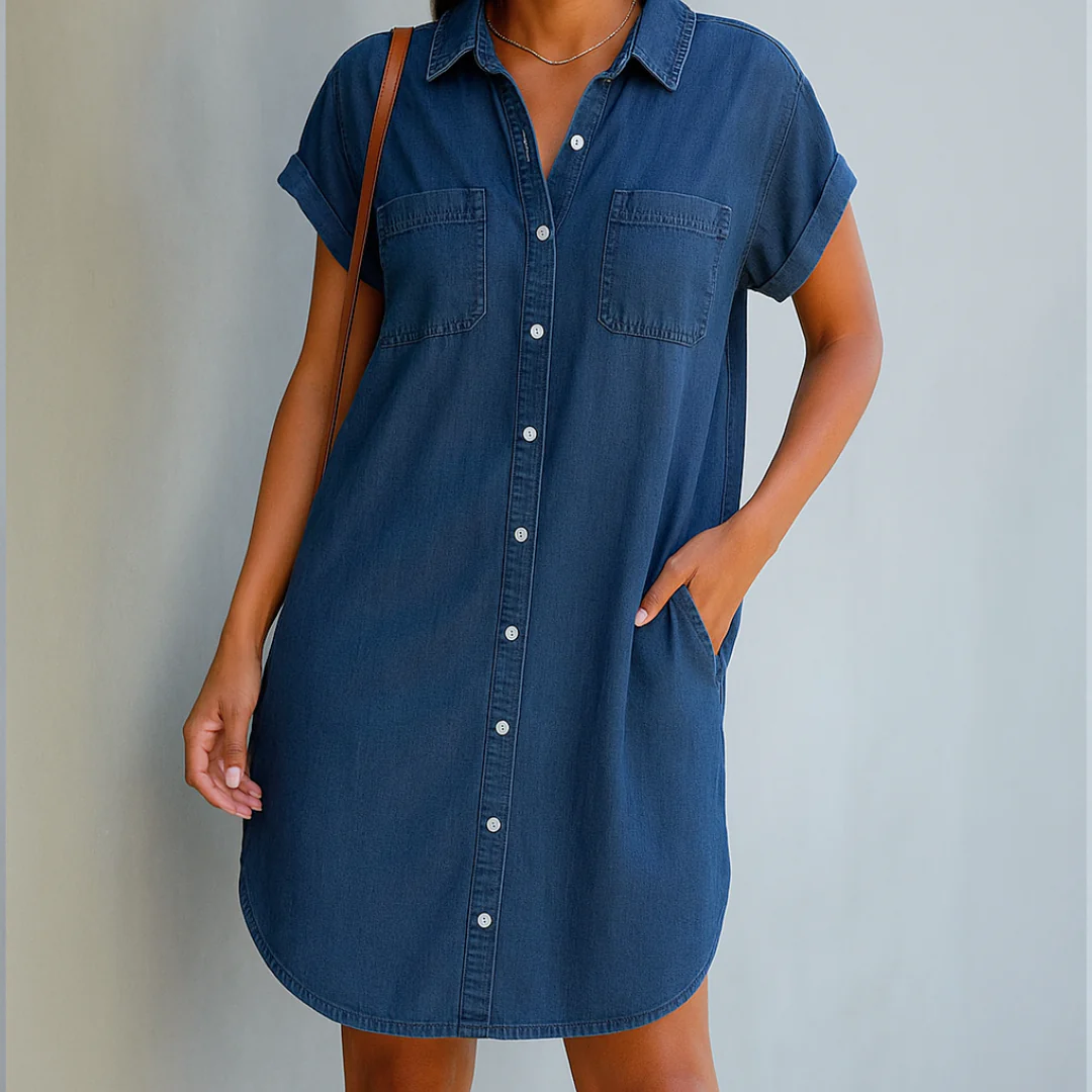 Aurora™ - Kjole med Denimknapper