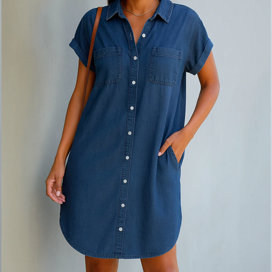 Aurora™ - Kjole med Denimknapper