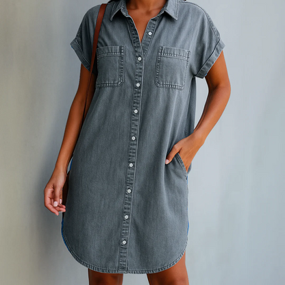 Aurora™ - Kjole med Denimknapper